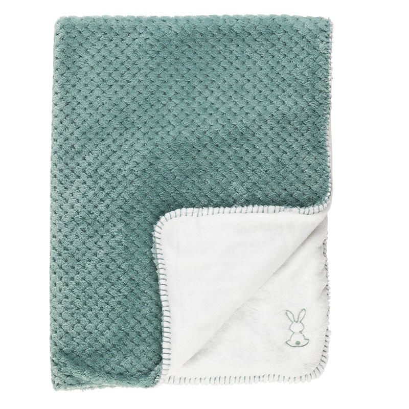  - couverture plaid bébé 100 x 75 cm vert gris 